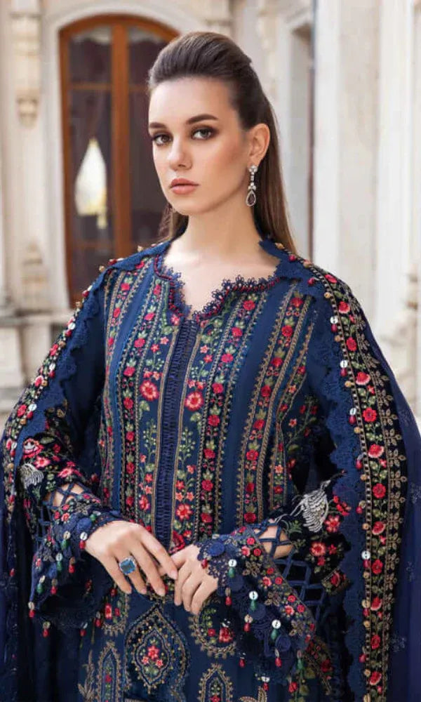Maria.B 3PC - Heavy Embroidered Dhanak Suit ( Full Embroidered Dhanak Wool Shawl )