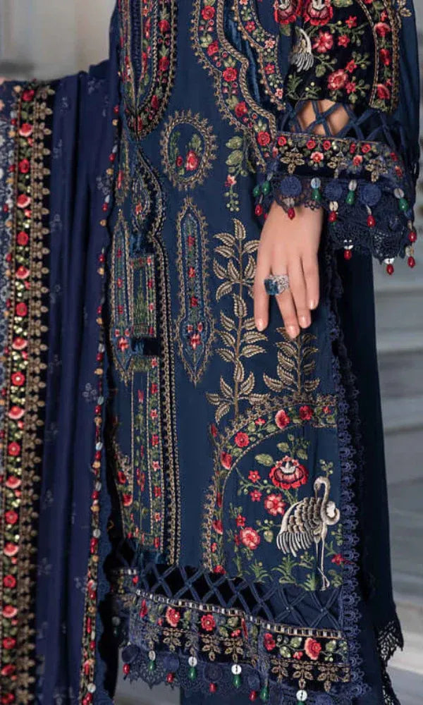 Maria.B 3PC - Heavy Embroidered Dhanak Suit ( Full Embroidered Dhanak Wool Shawl )