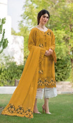 Maria B. - 3PC Lawn Chicken Kari Heavy Embroidered Shirt With Bamber Chiffon Embroidered Dupatta