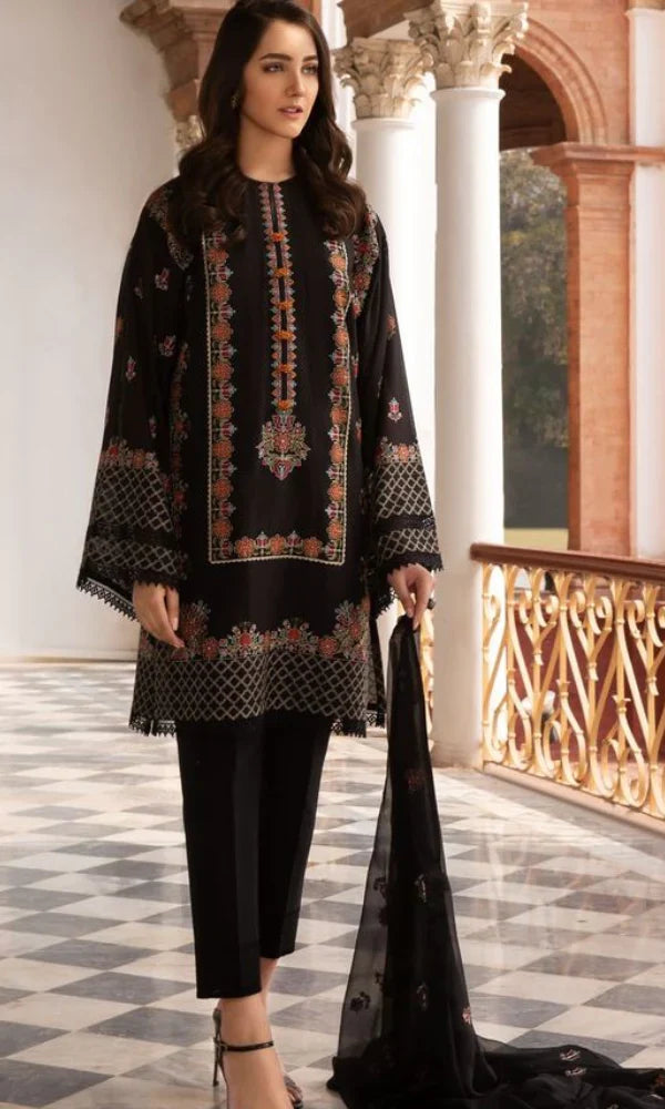 Bareeze - 3PC Lawn Heavy Embroidered Shirt With Embroidered Bamber Chiffon Dupatta