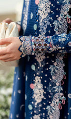 Qalamkar - 3PC Embroidered Sequence Chickenkari Lawn Suit - QLM 7098