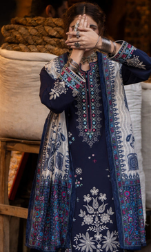 Maria.B 3PC Fully Embroidered Dhanak Suit MR#120