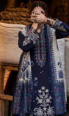 Maria.B 3PC Fully Embroidered Dhanak Suit MR#120