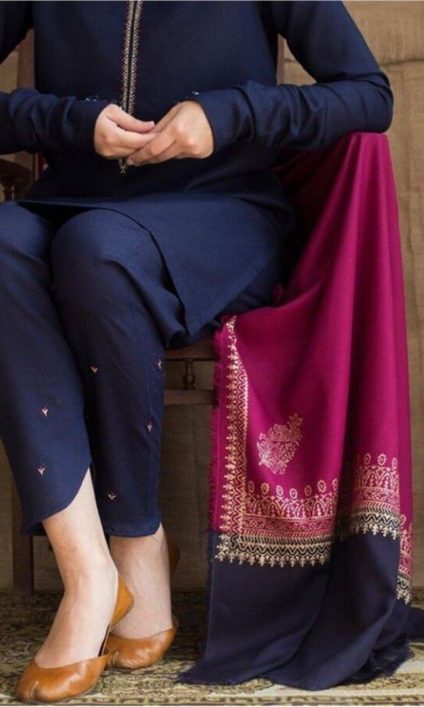 Aisling 3 Piece Heavy Embroidered Dhanak Suit ( Print Dhanak Shawal )