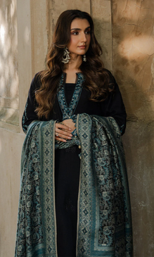 Sapphire 3PC Heavy Embroidered Dhanak Suit ( Printed Woolen Shawl )SPH#1062