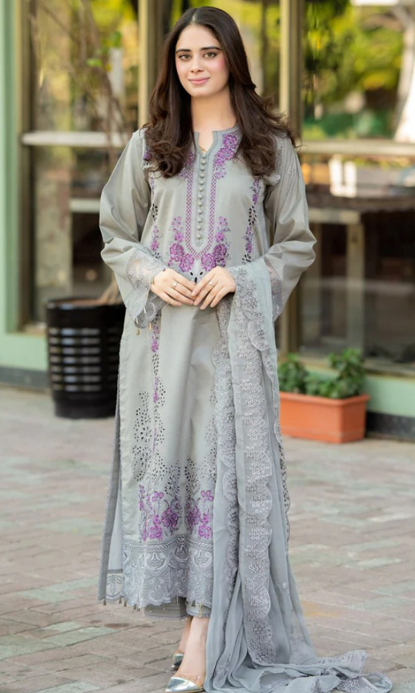Mushq 3PC (Unstitched) Fully Embroidered Lawn Fabric RP-60