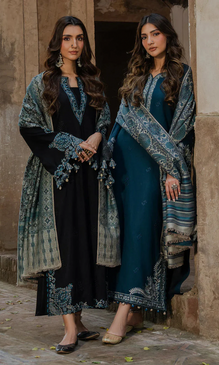 Sapphire 3PC Heavy Embroidered Dhanak Suit ( Printed Woolen Shawl )SPH#1062