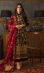 Asim Jofa - 3PC Velvet Embroidered Suit - AJ099