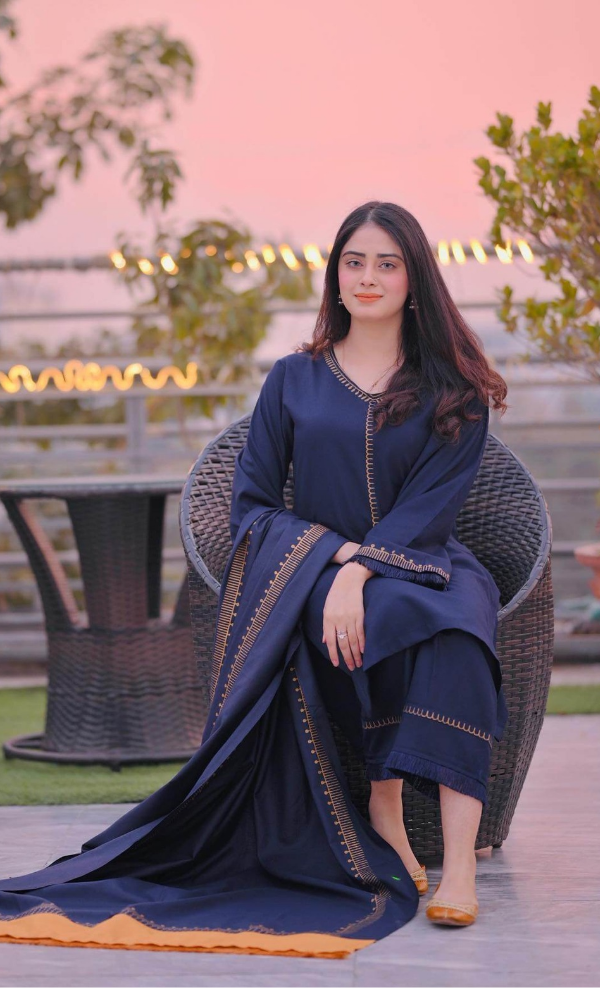 Aisling 3 Piece Heavy Embroidered Dhanak Suit ( Print Dhanak Shawal )