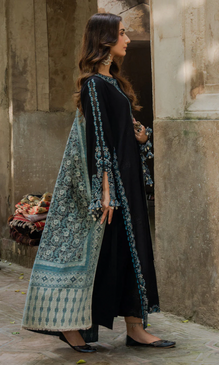 Sapphire 3PC Heavy Embroidered Dhanak Suit ( Printed Woolen Shawl )SPH#1062