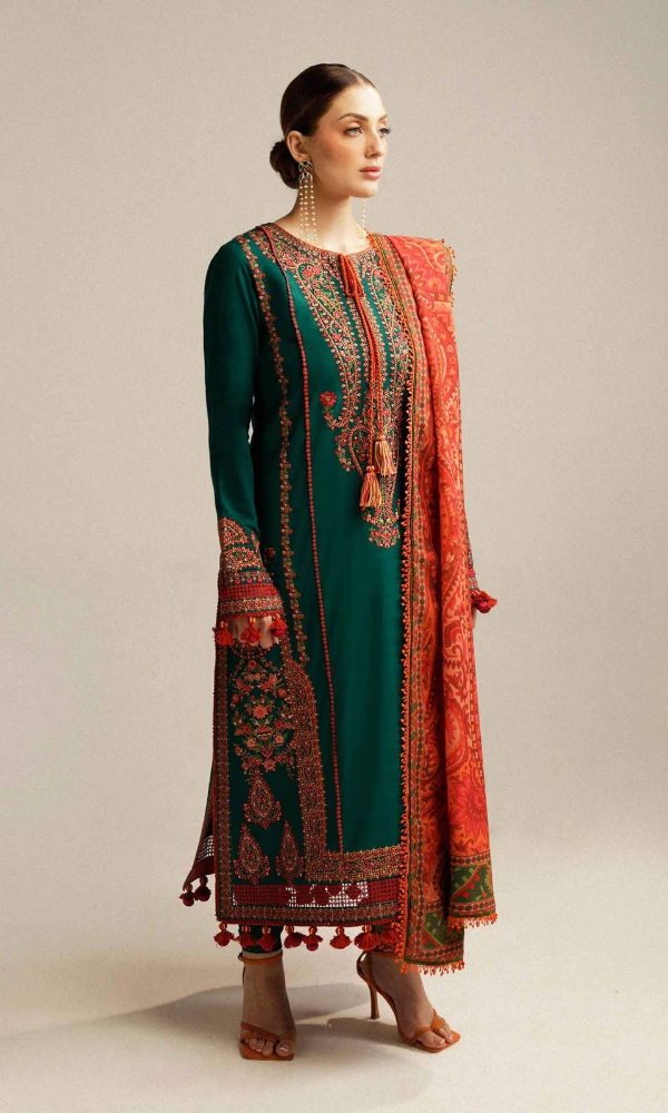 Hussain Rehar 3PC - Fully Embroidered Dhanak Fabric