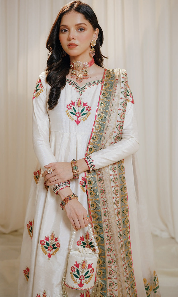 Peraan - 3PC Embroidered Premium Raw Silk Frock - RR59