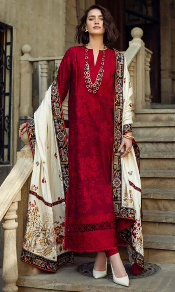 Mushq 3PC Fully Embroidered Dhanak Shirt