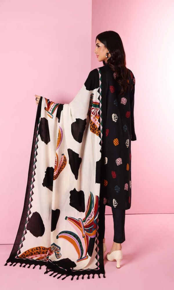 Nishat 3 Piece Embroidered Dhanak Suit ( Wool Printed Dupatta)