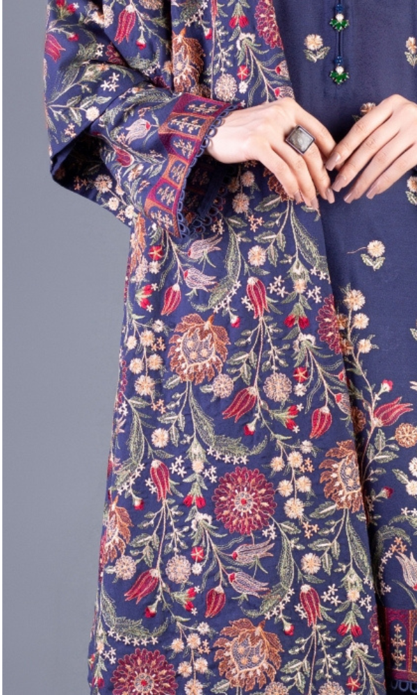 Bareeze - 3PC Dhanak Embroidered Shirt With Embroidered Shawl -