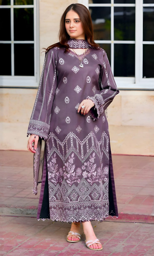 Mushq 3PC Heavy Embroidered Dhanak Suit ( Full Embroidered Dhanak Wool Shawl )