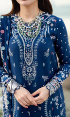 Qalamkar - 3PC Embroidered Sequence Chickenkari Lawn Suit - QLM 7098