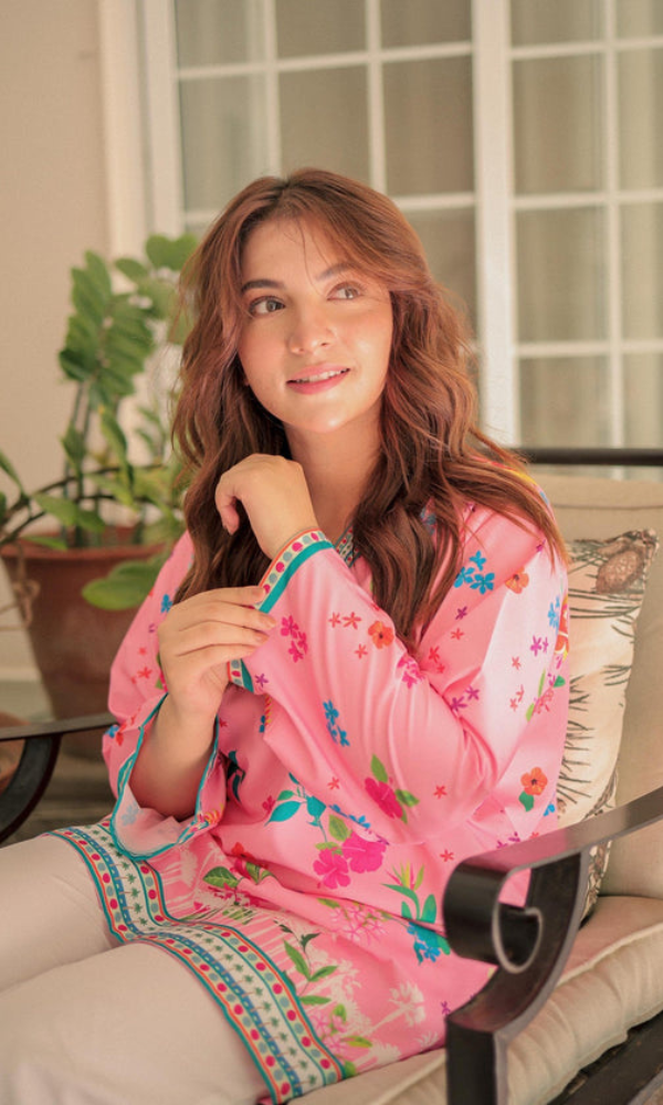 Sui Dhagha - 2PC Printed Shamoz Silk Suit - SD011