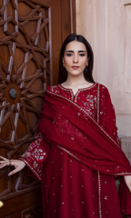 Maria.B 3PC (Unstitched) Embroidered Lawn Suit With Embroidery Chiffon Duppata BT-99