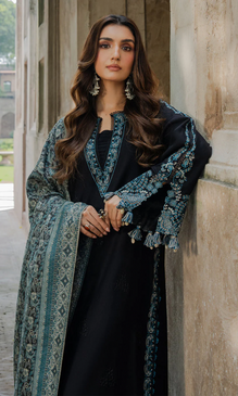 Sapphire 3PC Heavy Embroidered Dhanak Suit ( Printed Woolen Shawl )SPH#1062