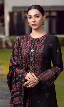 Bareeze - 3PC Embroidered Shirt With Heavy Embroidered Dhanak Shawl