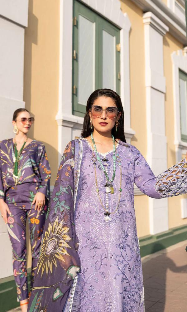 Mushq - 3PC Lawn Heavy Embroidered Shirt With Digital Printed Dupatta