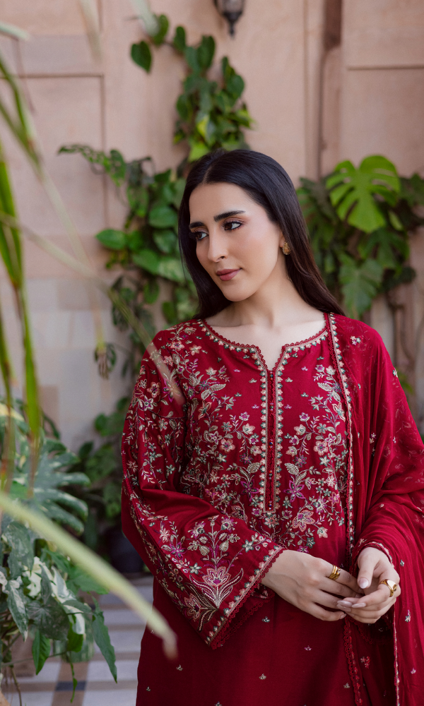 Maria.B 3PC (Unstitched) Embroidered Lawn Suit With Embroidery Chiffon Duppata BT-99