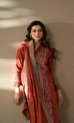 Bareeze 3PC Heavy Embroidered Dhanak Suit ( Four-sided Embroidered Dhanak Shawl )