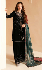 Jazmine 3-PC  Heavy Embroidered Velvet Suit Full Embroidered Chiffon Dupatta