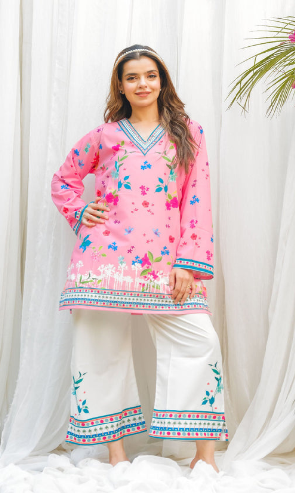 Sui Dhagha - 2PC Printed Shamoz Silk Suit - SD011