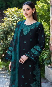 Maria.B 3PC Heavy Embroidered Dhanak Suit ( Printed Woolen Shawl )Mar#073