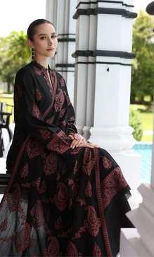 Bareeza 3PC Embroidered Dhanak Shirt