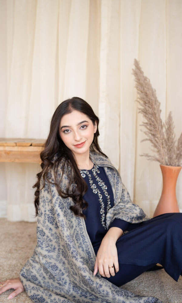 Aisling 3 Piece Heavy Embroidered Dhanak Suit ( Print Dhanak Shawal )