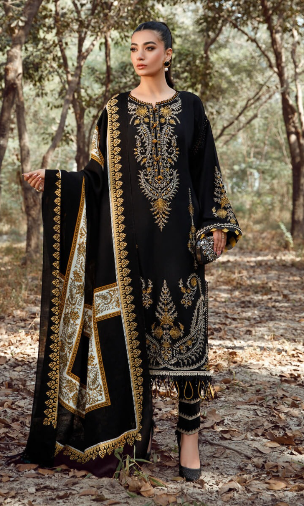 Maria.B - 3PC Heavy Embroidered Dhanak Suit - MB061