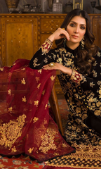 Asim Jofa - 3PC Velvet Embroidered Suit - AJ099