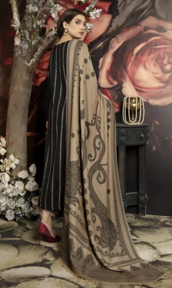 Marjan - 3PC Dhanak Full Heavy Embroidered Shirt With Printed Shawl mj-1090