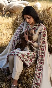 Zaha 3PC Fully Embroidered Dhanak Suit AJ-631