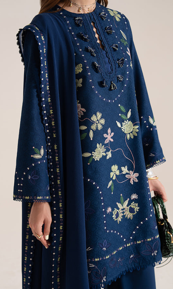Maria.B 3PC Heavy Embroidered Dhanak Suit ( Four-sided Embroidered Dhanak Shawl )