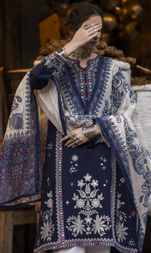 Maria.B 3PC Fully Embroidered Dhanak Suit MR#120