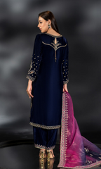 Naqshi - 3PC Velvet Embroidered Suit - NQ071
