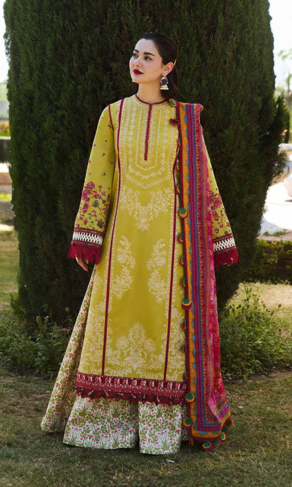 Hussain Rehar 3PC Heavy Embroidered Dhanak Suit ( Printed Woolen Shawl ) HRN#1063