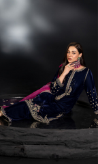 Naqshi - 3PC Velvet Embroidered Suit - NQ071