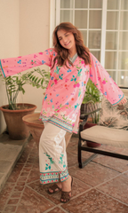 Sui Dhagha - 2PC Printed Shamoz Silk Suit - SD011