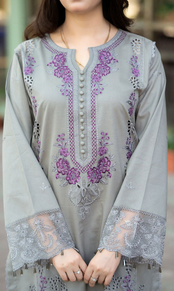 Mushq 3PC (Unstitched) Fully Embroidered Lawn Fabric RP-60