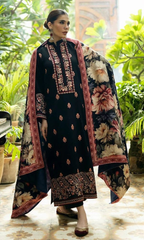Bareeze 3PC Heavy Embroidered Dhanak Suit ( Printed Woolen Shawl )