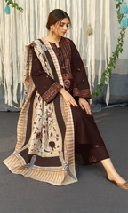 Urge 3PC Heavy Embroidered Dhanak Suit ( Printed Woolen Shawl )