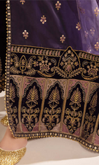 Baroque 3PC - Heavy Embroidered Velvet Suit ( Full Embroidered Organza Dupatta )