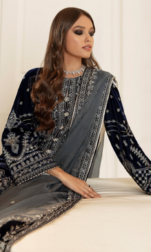 Baroque - 3PC Velvet Embroidered Suit AR 056