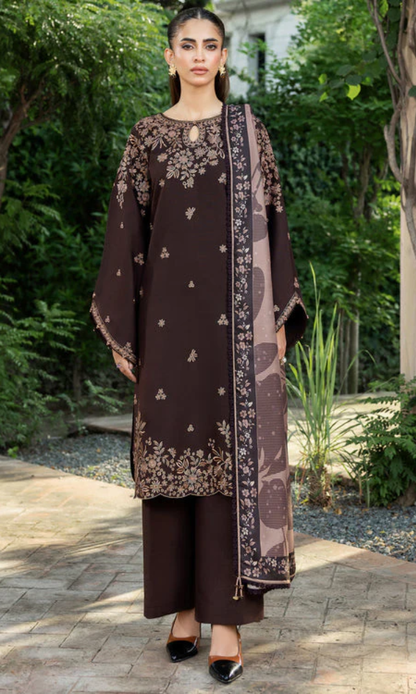 Maria.B 3PC Unstitched Heavy Embroidered Dhanak Suit ( Printed Woolen Shawl ) MRB#062