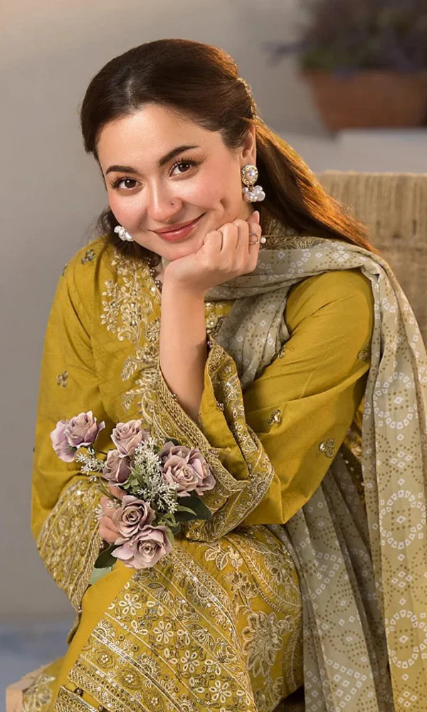 Qalamkar - 3PC Lawn Embroidered Suit - QLM 7099